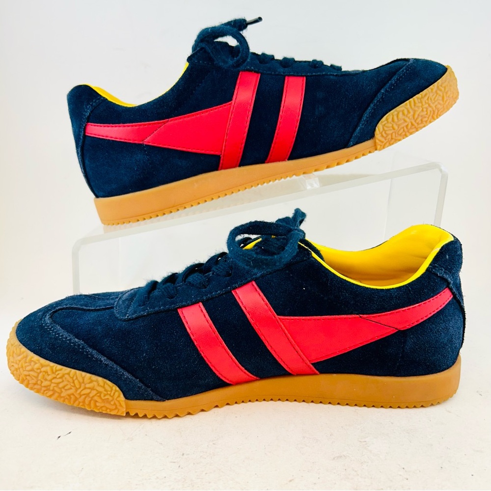 Gola Navy Suede Red Leather Wingflash Harrier Lace Up Retro Sneakers, size 38 7 - Picture 5 of 12